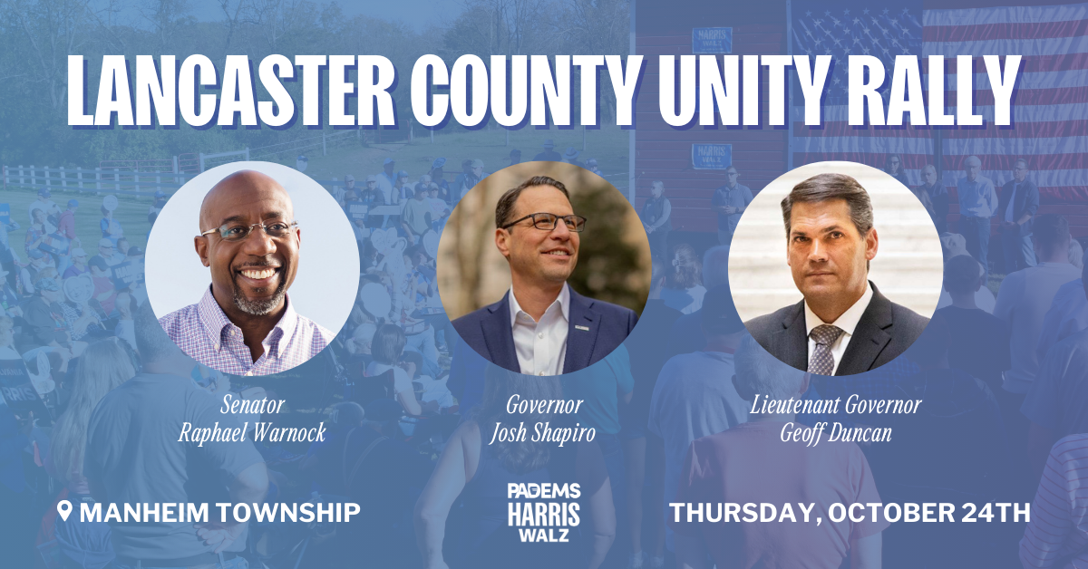 Lancaster Unity Rally with Josh Shapiro, Raphael Warnock, & Geoff D...